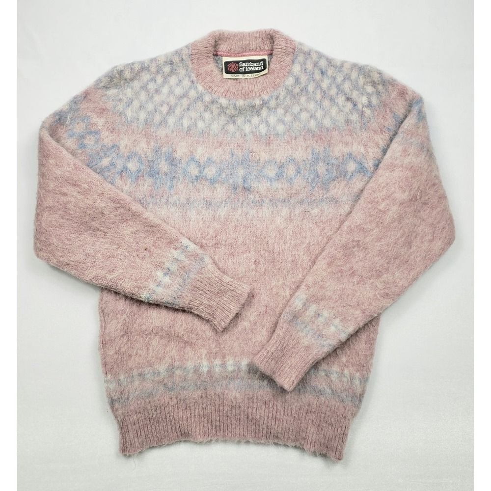 Vintage Samband of Iceland 100% New Wool Fair Isle Sweater APPROX Sz S